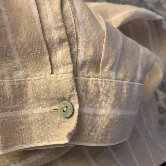 Chico’s Linen Cream Stripe Blouse Top Chico’s Size 1 US Medium 8 10 - Picture 5 of 11